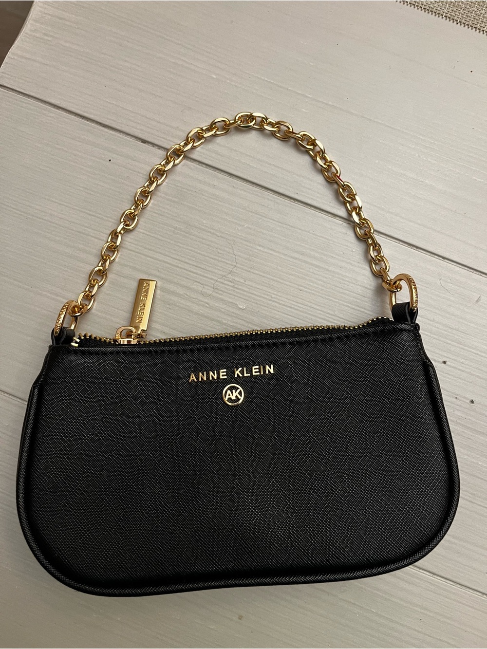 Anne Klein Black Mini Shoulder Bag with Gold Chain